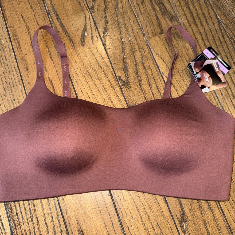 Maidenform Women's Wireless Bralette Brown Large Pullover Shaping Cups Built In
